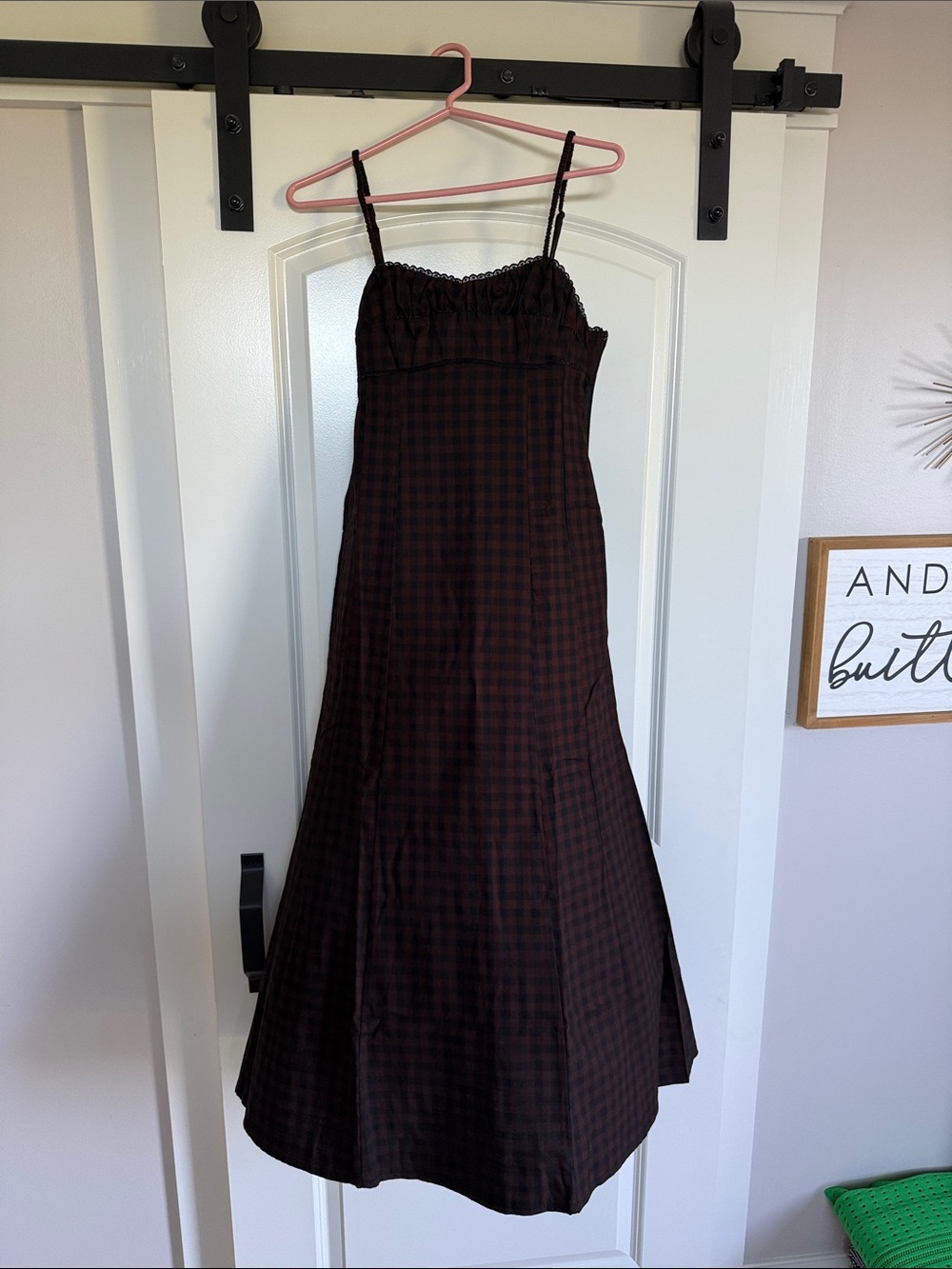 a new day Brown and Black Plaid Midi Slip Dress